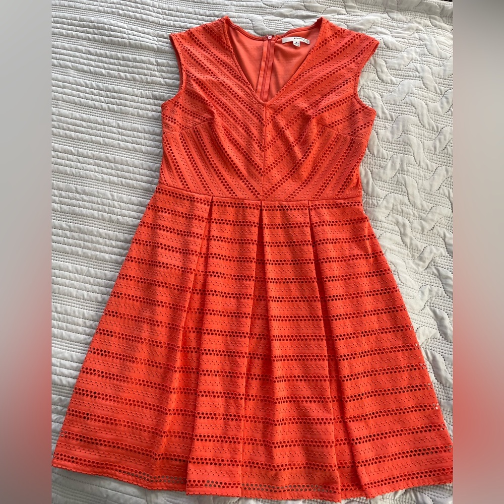 Salmon colored a-line eyelet dress